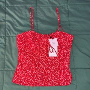 Zara red and white floral cute tank top